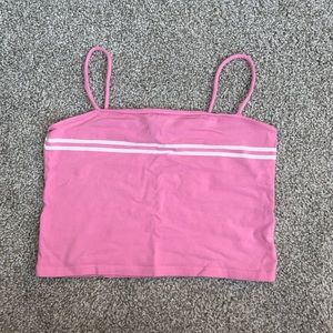 pink and white crop top